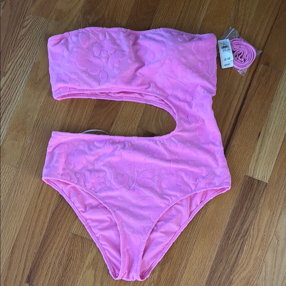 aerie Pink One‑Piece Cutout Swimsuit